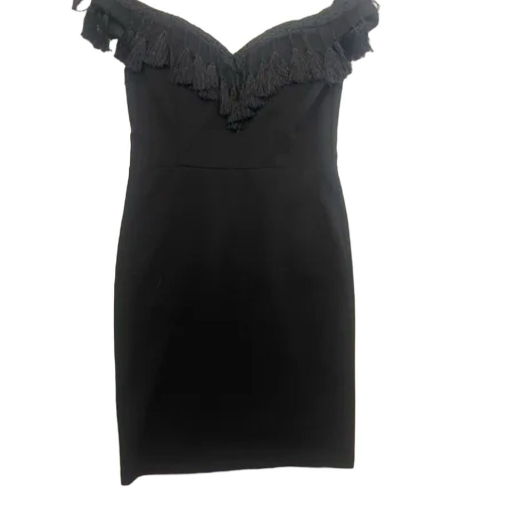 NWT Nasty Gal Black Gravity Tassel Dress Size M - Picture 2 of 13